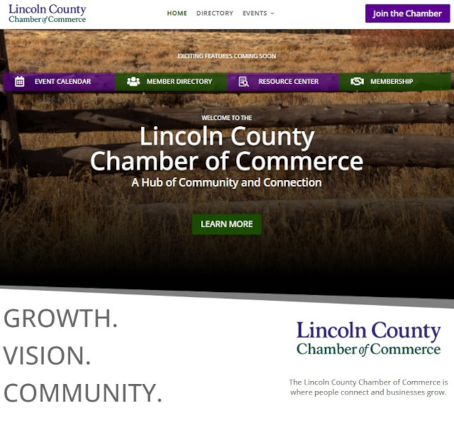 A visual representation of the Lincoln County Chamber of Commerce website designed by Magic Valley Web Design.